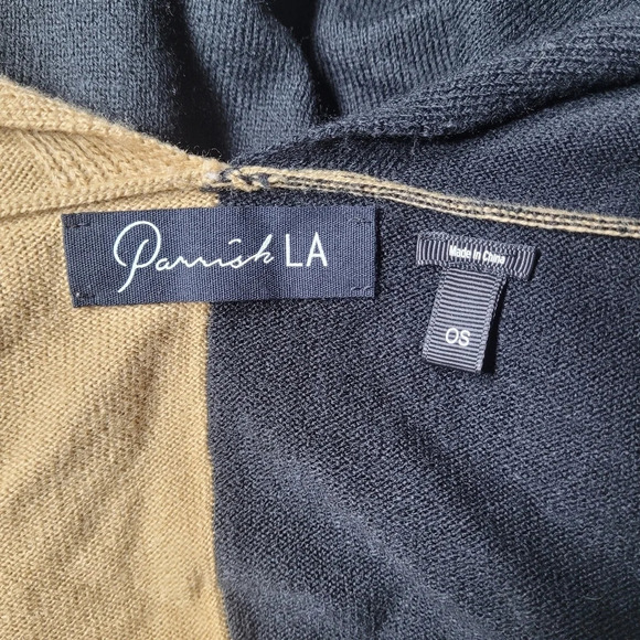 Parrish LA Stevie Neutral Color Block Poncho PA281 - Picture 4 of 7